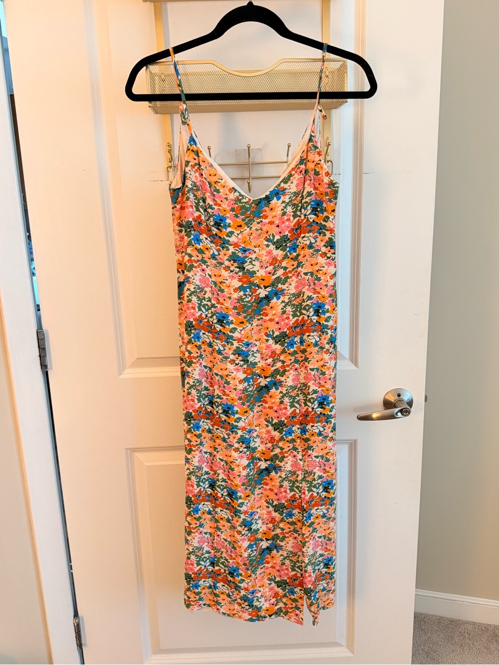Sezane Floral Slip Midi Dress - Pink, Blue, Green